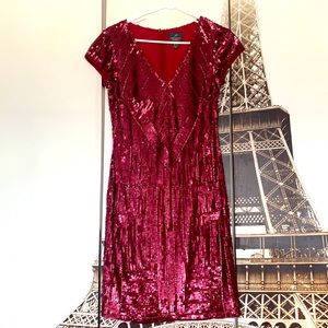 Fun red patterned sequined party dress